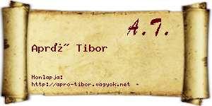 Apró Tibor névjegykártya