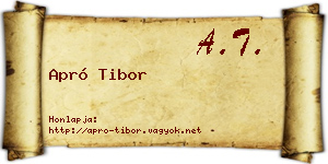 Apró Tibor névjegykártya